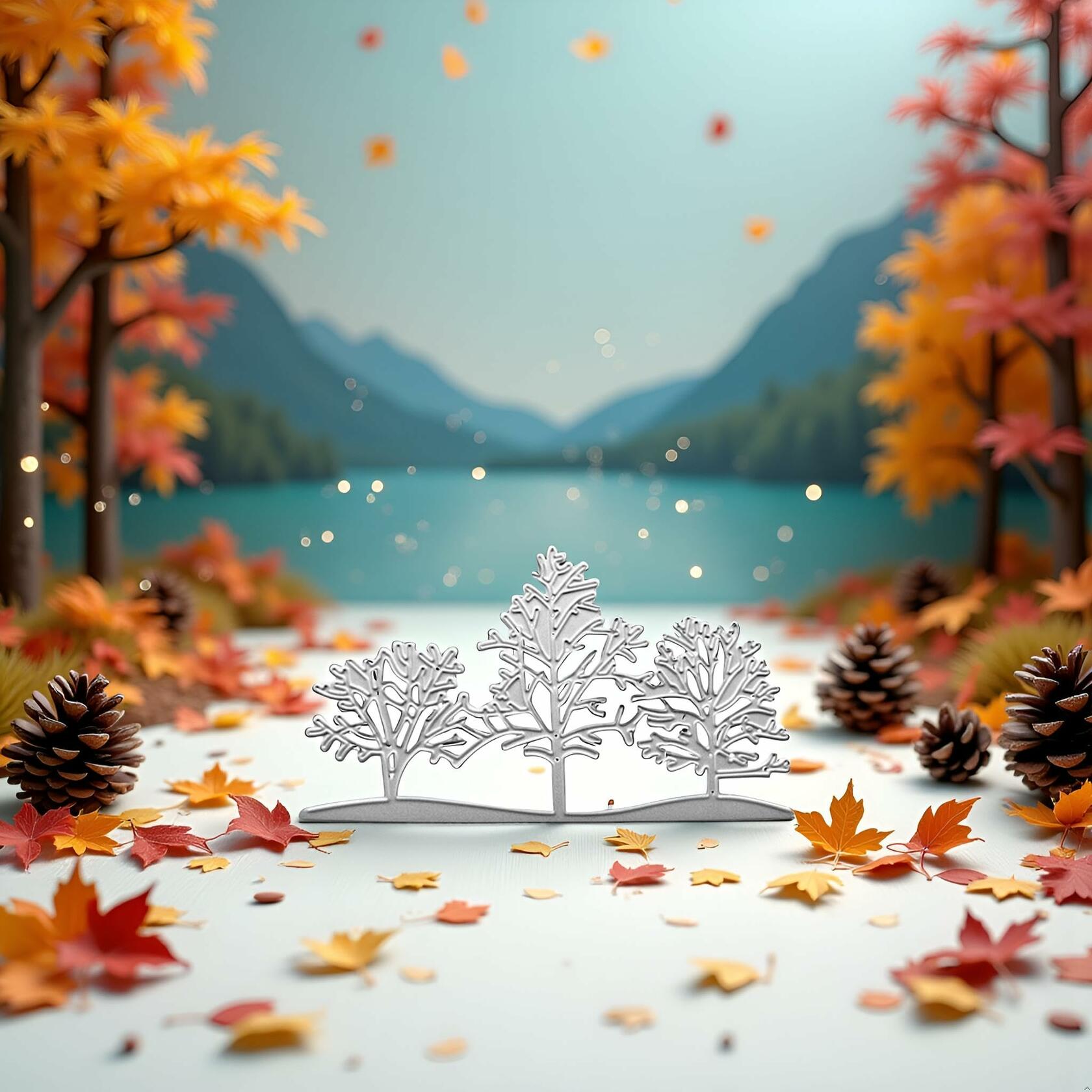 3PCS Silver Tree Metal Cutting Dies Stencils Card Scrapbooking Embossing DIY