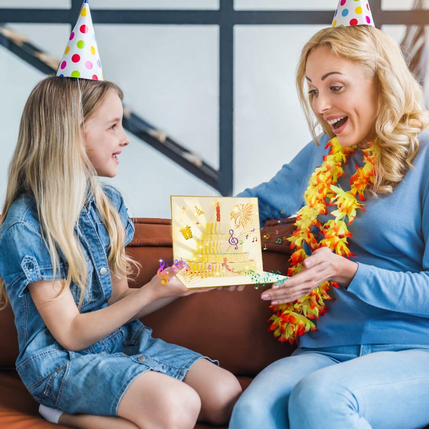 CANREVEL Birthday Card with LED Light & Music Fireworks Pop-Up Candle Gift