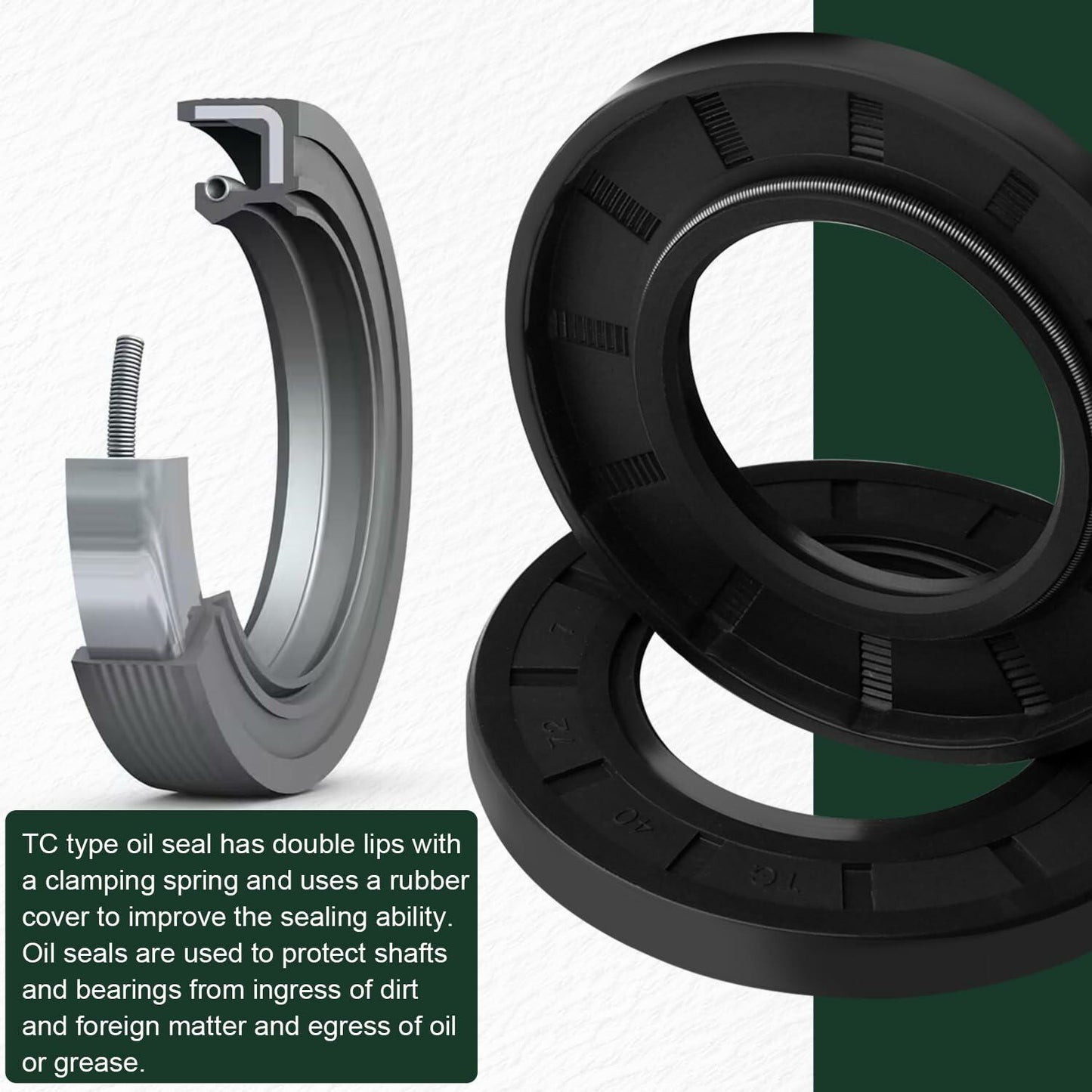 Yethuanru 2PCS 17x26x7mm Black Double Lip Oil Seal Nitrile Rubber with Spring