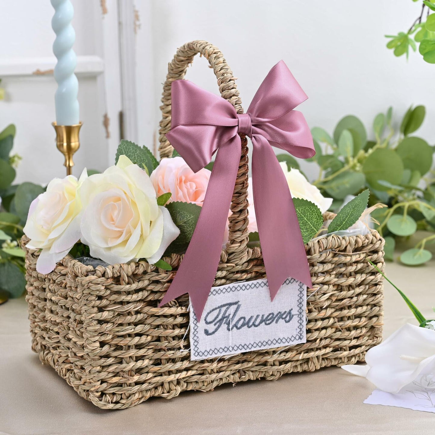 LEEQE Double-Face Rose Mauve Satin Ribbon 1.5" x 25 Yards Gift Wrapping