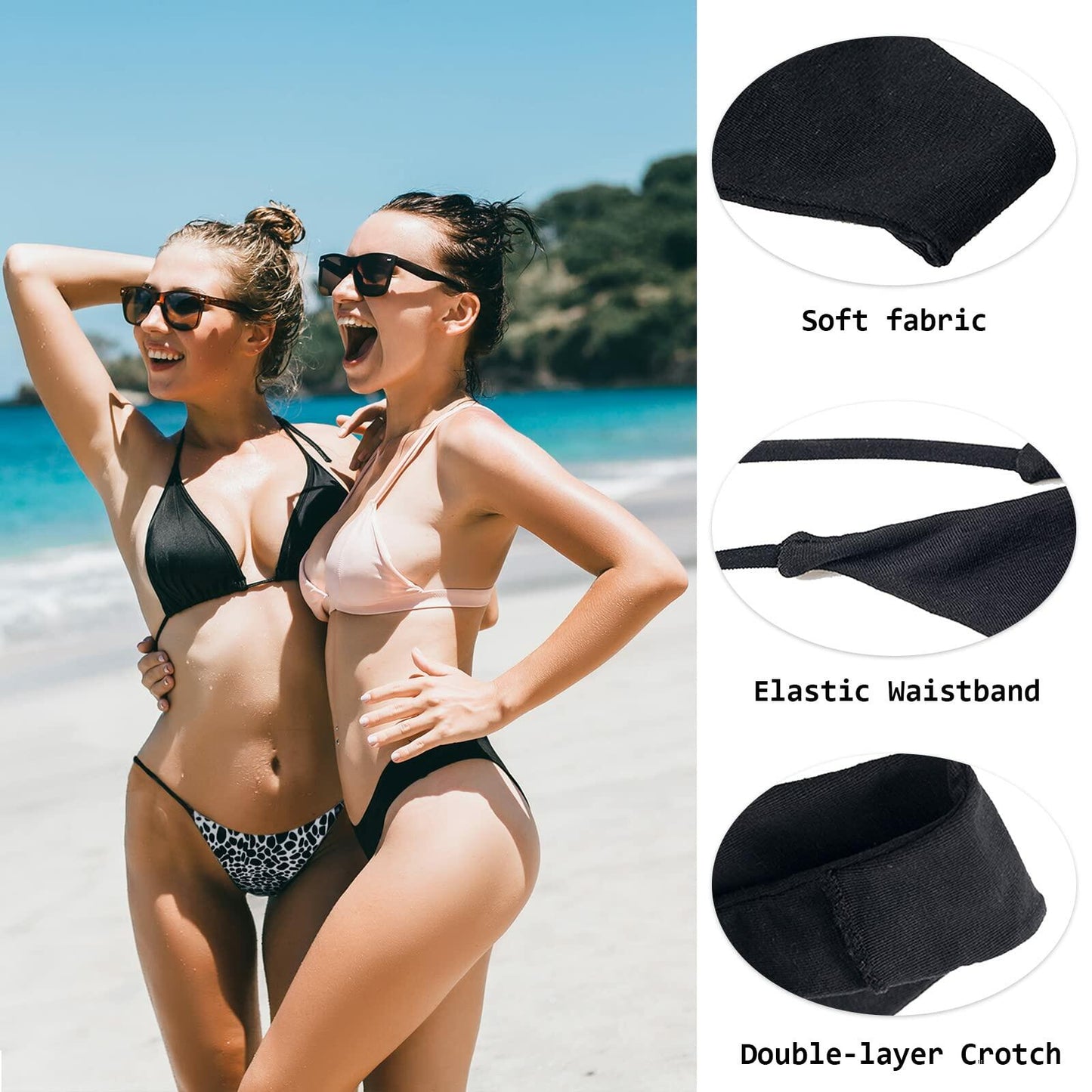 Topvee Women’s Cotton Thongs Panties Soft Stretchy Seamless G-String White S