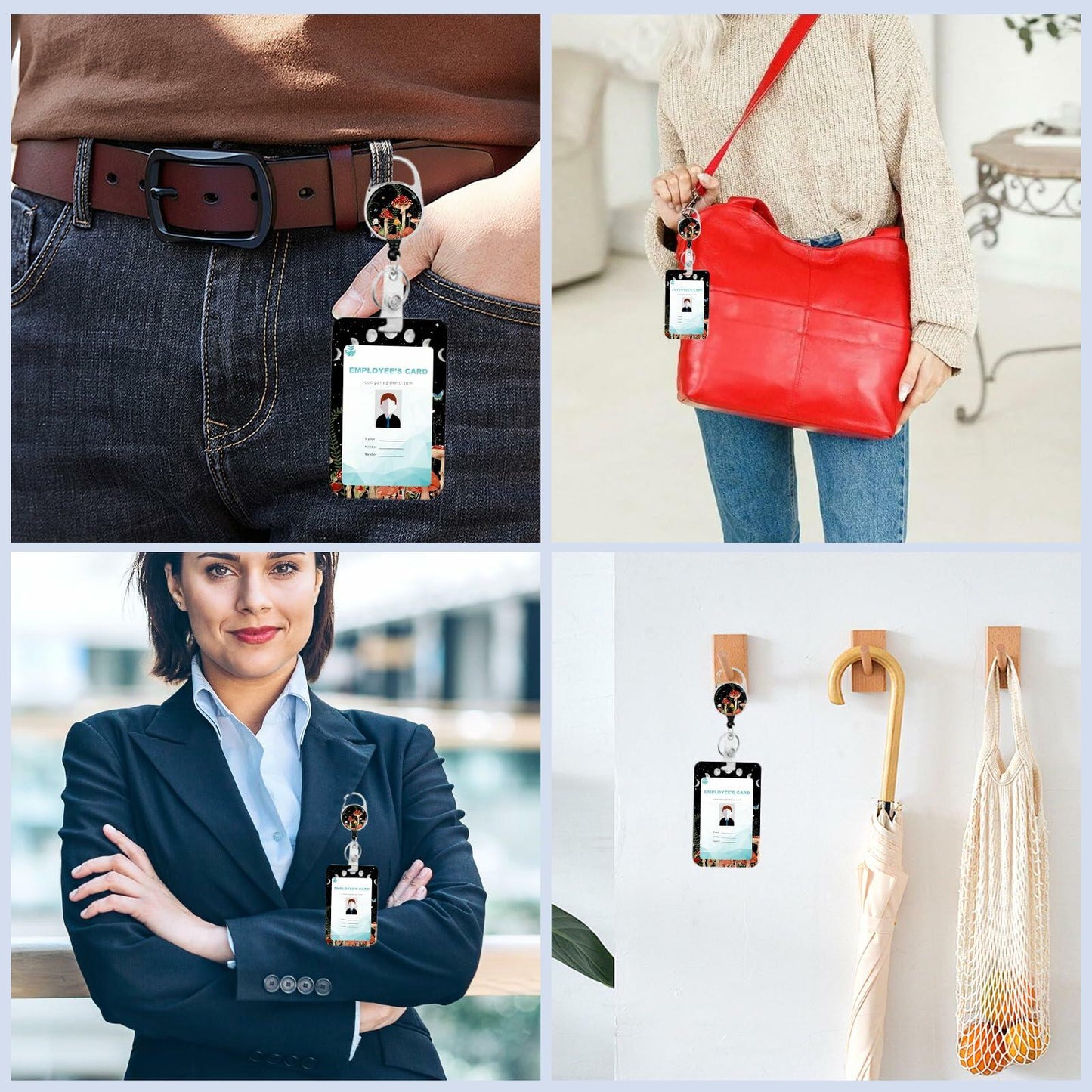 Mushroom ID Badge Holder Heavy Duty Retractable Clip Reel for School & Office