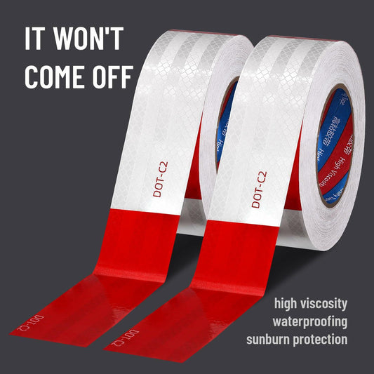 ROIKVN Reflective Safety Tape 2"x200ft Waterproof Red/White DOT-C2 Outdoor