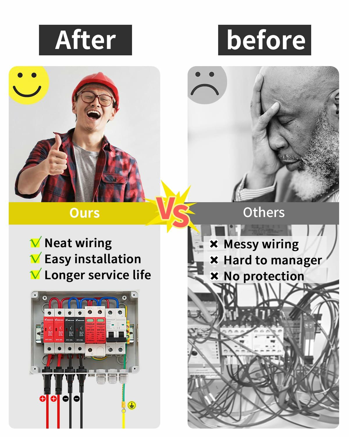 VOU 5-Pair 10AWG DC Solar PV Connectors Kit 1000V35A Waterproof IP68