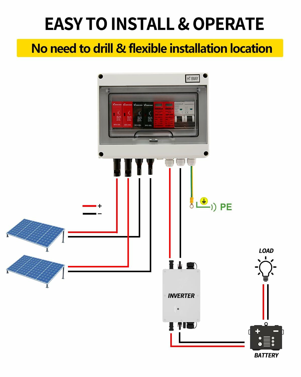 VOU 5-Pair 10AWG DC Solar PV Connectors Kit 1000V35A Waterproof IP68