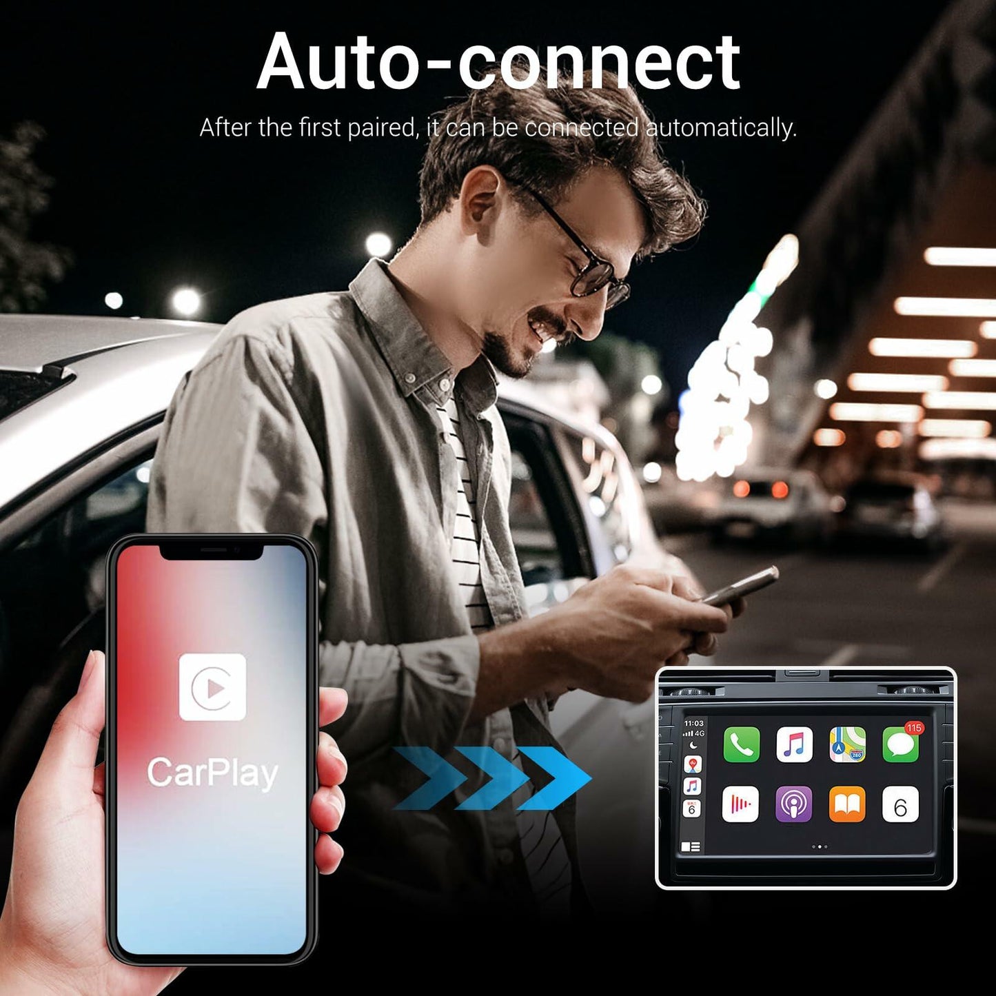 DARAWL Wireless CarPlay Adapter Wired to Wireless for Cars 2015+ iOS 10+