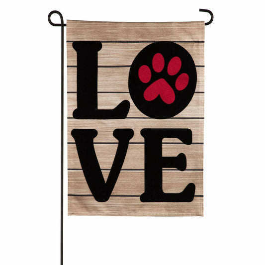 Evergreen Paw Print LOVE Garden Flag 12x18 Double-Sided Pet Lover Outdoor