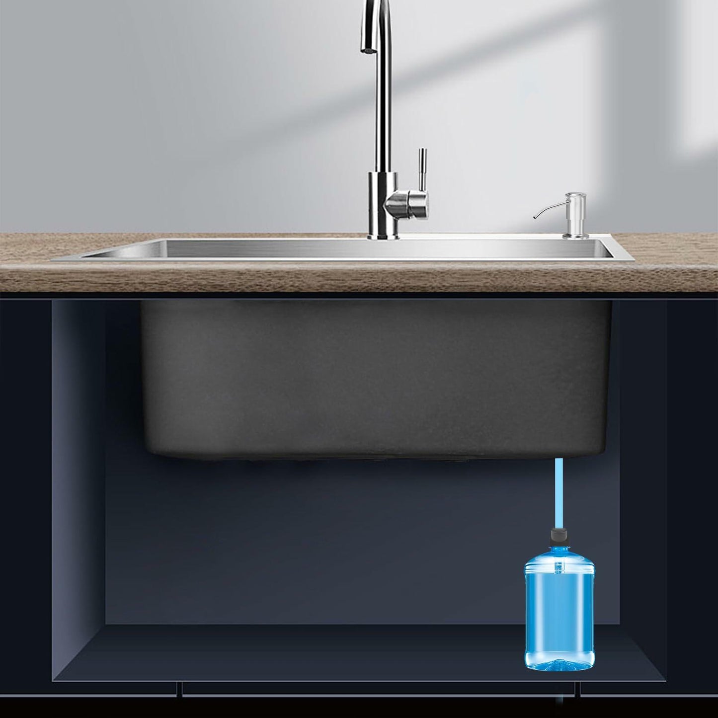 Kitchen Sink Soap Dispenser Brushed Nickel with Pump, Tube & 2 Sponges