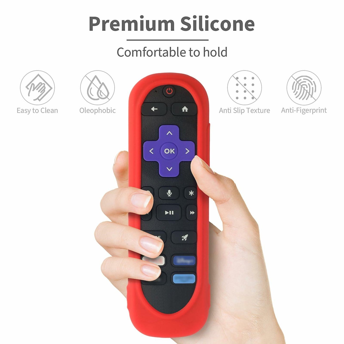 Silicone Remote Cover for Roku TV Remote Shockproof Washable with Lanyard Mint