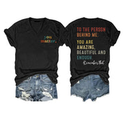 MOGUI Women’s “Dear Person Behind Me” Jesus Loves You Funny Black T-Shirt
