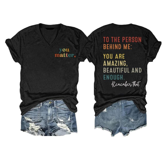 MOGUI Women’s “Dear Person Behind Me” Jesus Loves You Funny Black T-Shirt