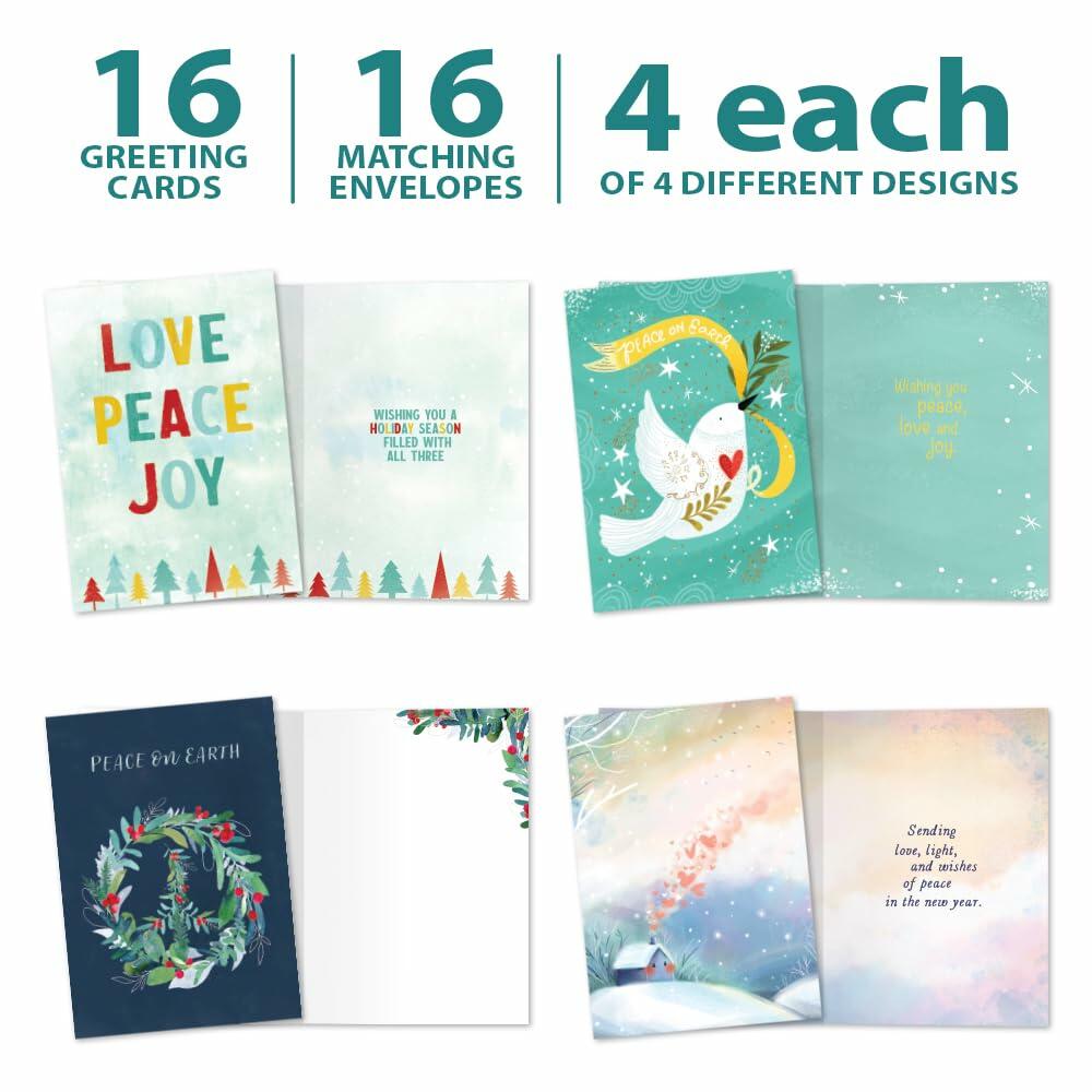 Tree-Free Greetings Season’s Greeting Cards 16-Pack Peace on Earth 5x7