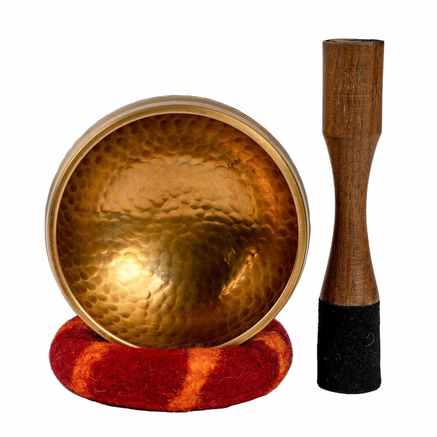 Tipitaka Tibetan Singing Bowl 4" Bronze Hand-Hammered Meditation Yoga Set