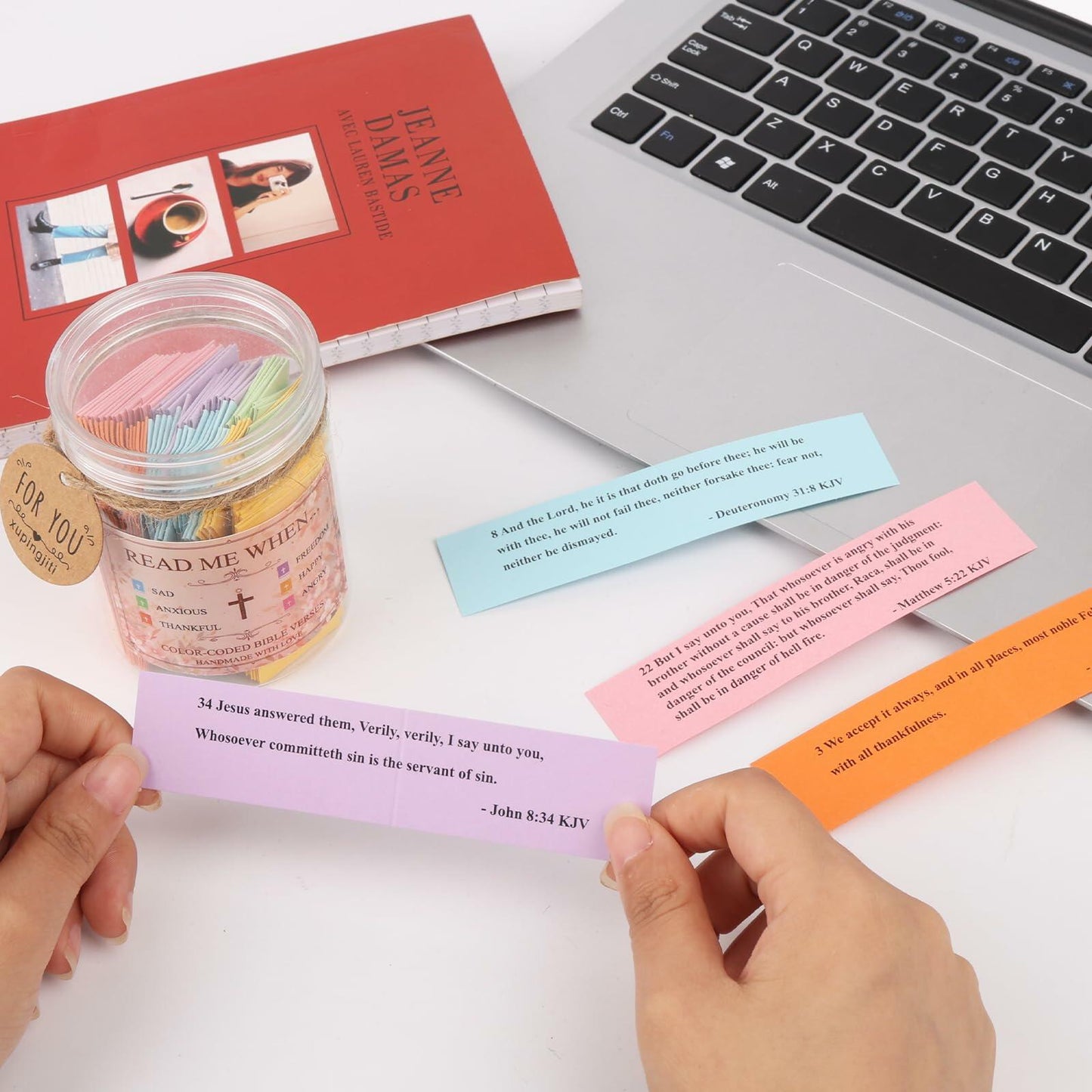 Handmade Bible Verse Jar Hope Prayer Scripture Christian Gift 96 KJV Verses