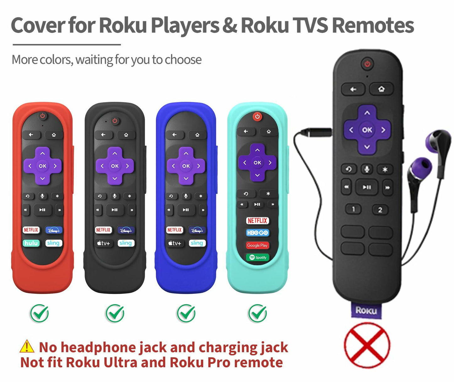 Silicone Remote Cover for Roku TV Remote Shockproof Washable with Lanyard Mint