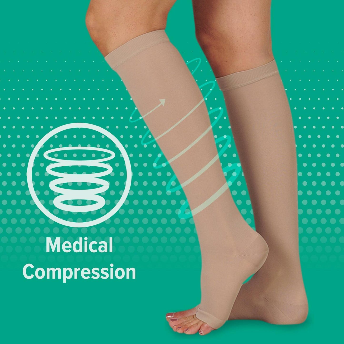 Juzo Basic 4411ad 20-30mmhg Knee-High Open Toe Compression Stocking Black 4 (IV)