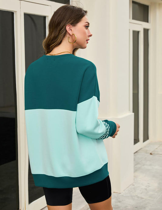 BMJL Women’s Oversized Sweatshirt Long Sleeve Crewneck Pullover Turquoise M