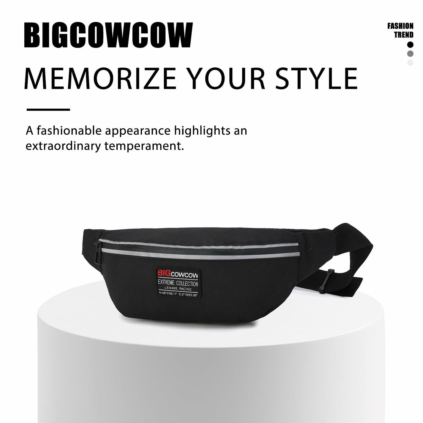 BIGCOWCOW Fanny Pack Waterproof Belt Bag for Women & Men Travel Hiking Run