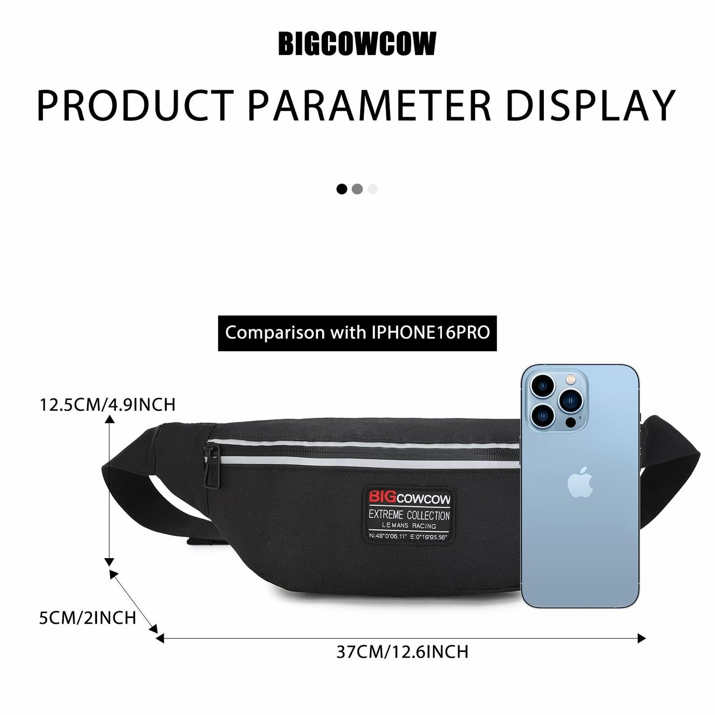 BIGCOWCOW Fanny Pack Waterproof Belt Bag for Women & Men Travel Hiking Run