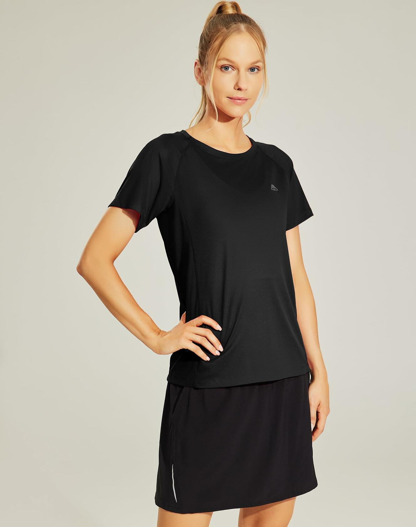 Haimont Women’s Dry Fit Running T-Shirt Short Sleeve Crew Neck Black L