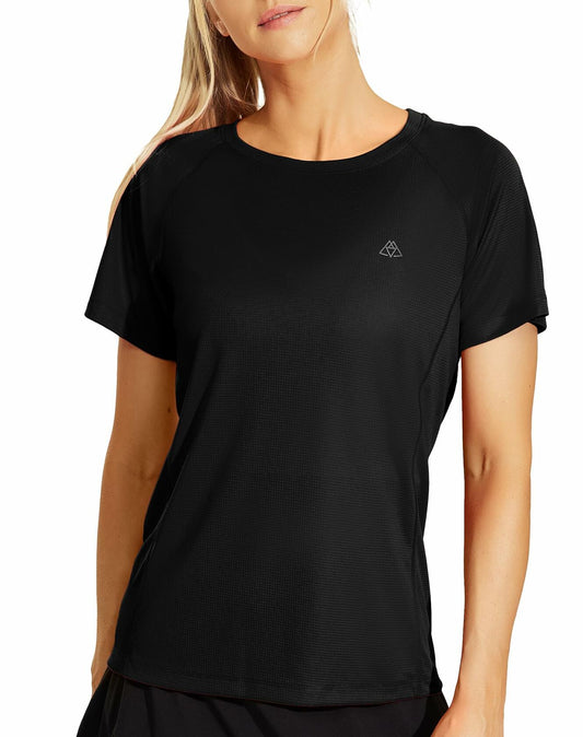 Haimont Women’s Dry Fit Running T-Shirt Short Sleeve Crew Neck Black L