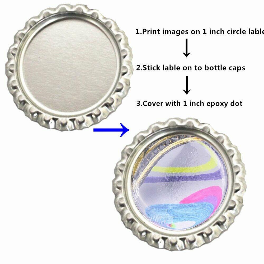 IGOGO 1” Epoxy Stickers Craft Bottle Caps Hair Bows Scrapbook 100PCS Glitter