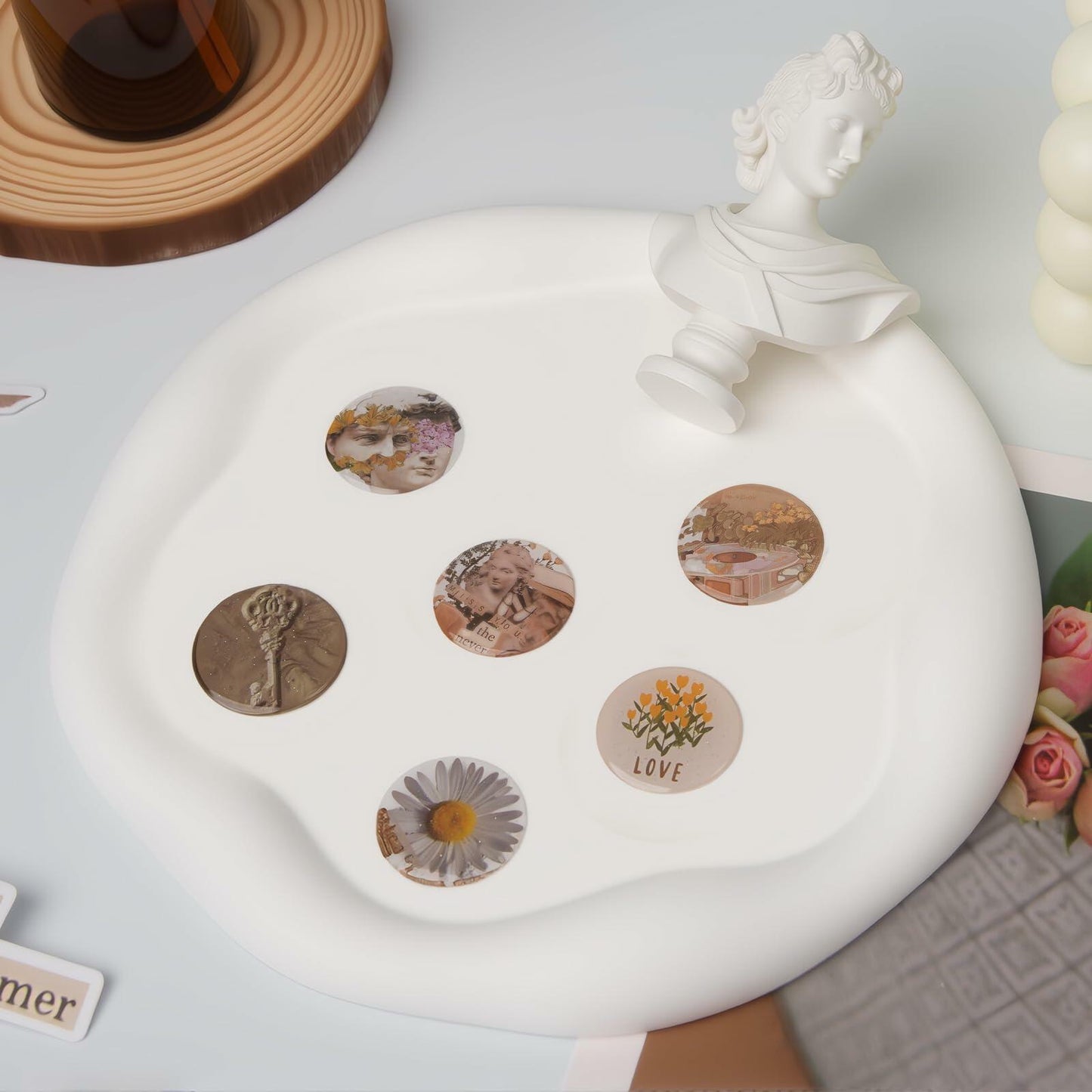 IGOGO 1” Epoxy Stickers Craft Bottle Caps Hair Bows Scrapbook 100PCS Glitter