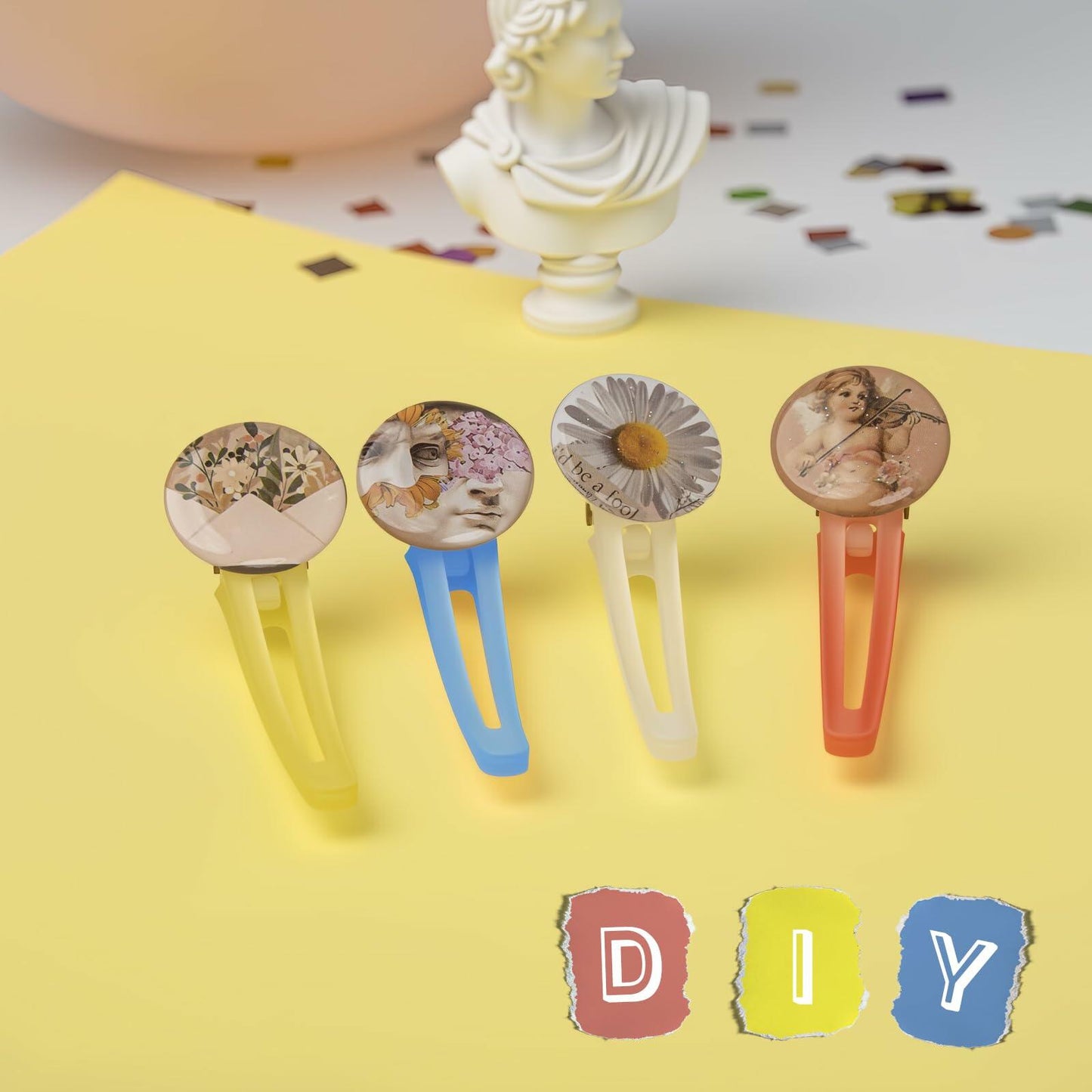 IGOGO 1” Epoxy Stickers Craft Bottle Caps Hair Bows Scrapbook 100PCS Glitter