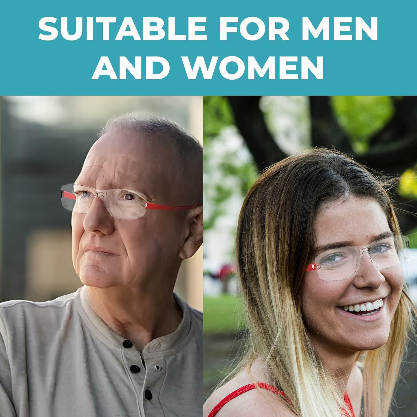 FOLDANDREADS Foldable Reading Glasses Blue Light Blocker for Women & Men Red