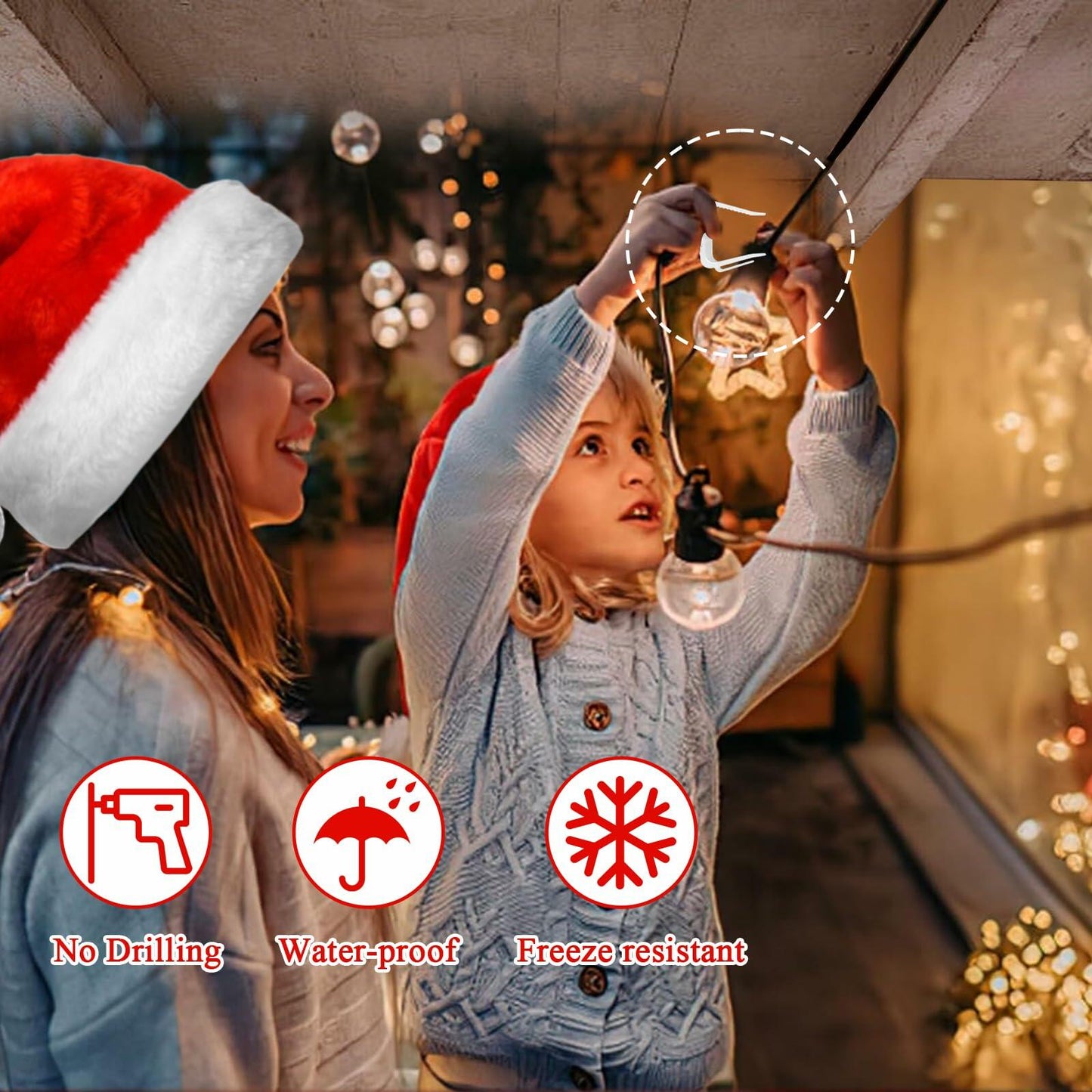 SIMPLIPLEX Holiday Light Clips 30-Pack Outdoor White Roof Gutter Fence