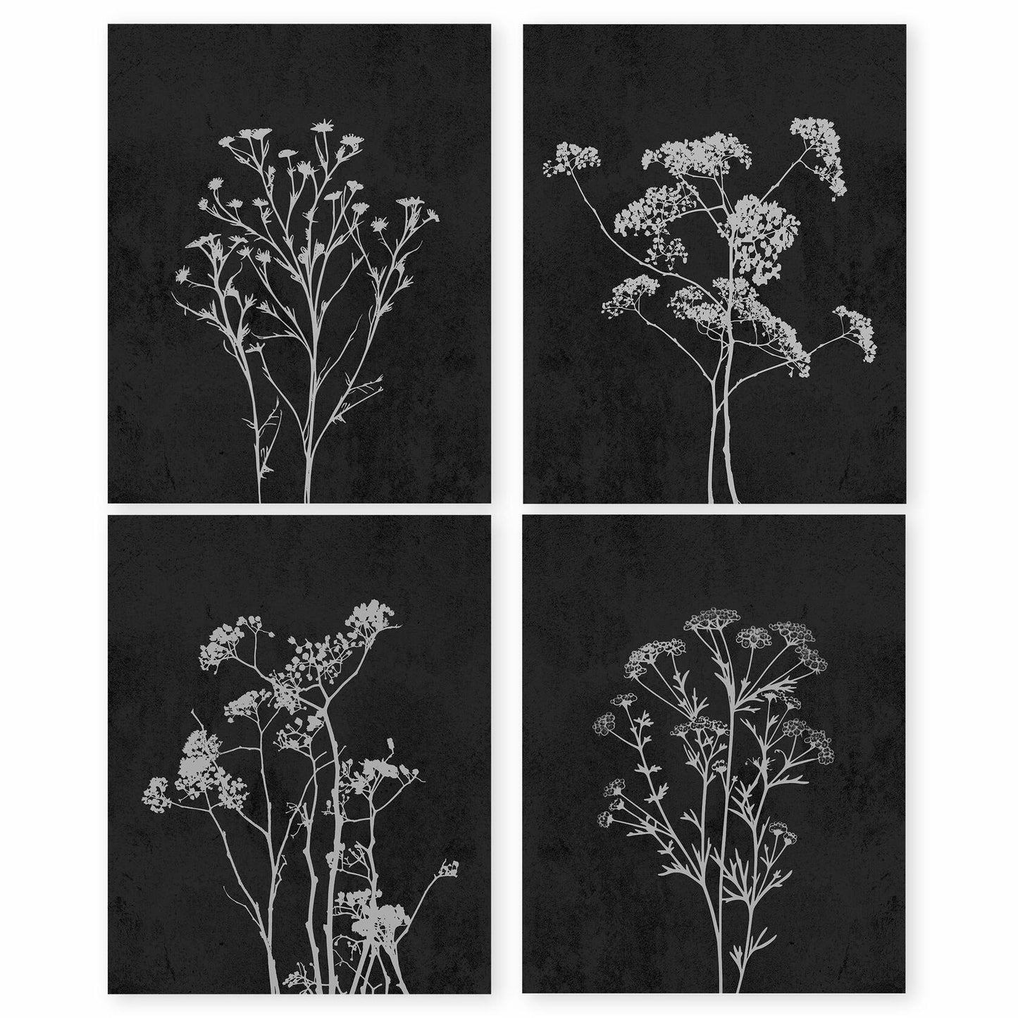 HRQKO Fall Botanical Wall Art 4-Print Set 8x10” Retro Floral Posters Orange