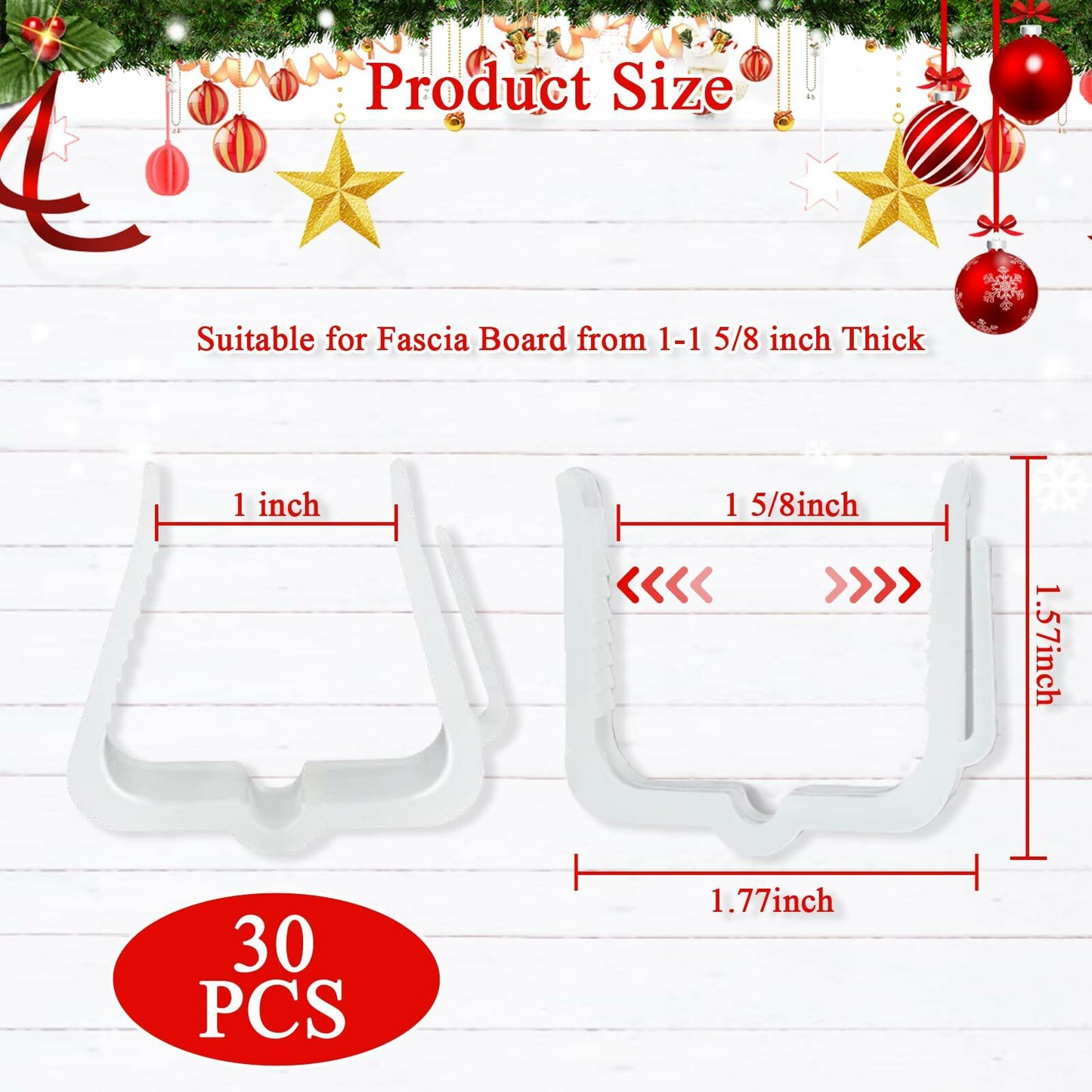 SIMPLIPLEX Holiday Light Clips 30-Pack Outdoor White Roof Gutter Fence