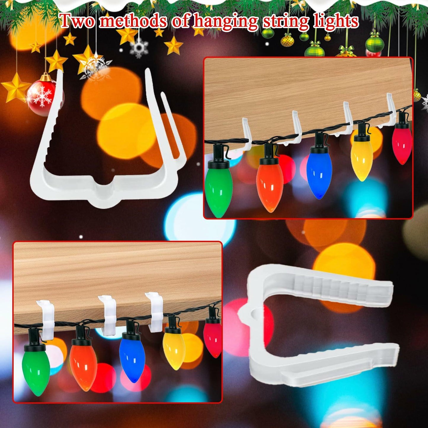 SIMPLIPLEX Holiday Light Clips 30-Pack Outdoor White Roof Gutter Fence