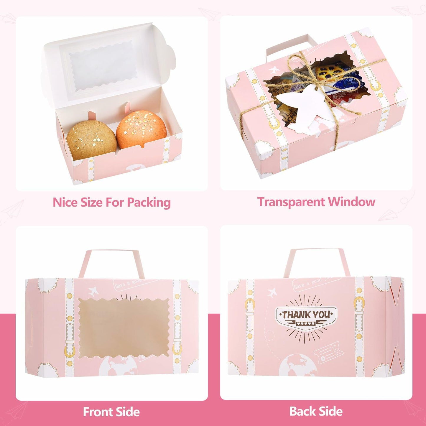 YODYZJ 20-Piece Mini Suitcase Party Favor Boxes Pink Small 6.55x3.85x2.45in