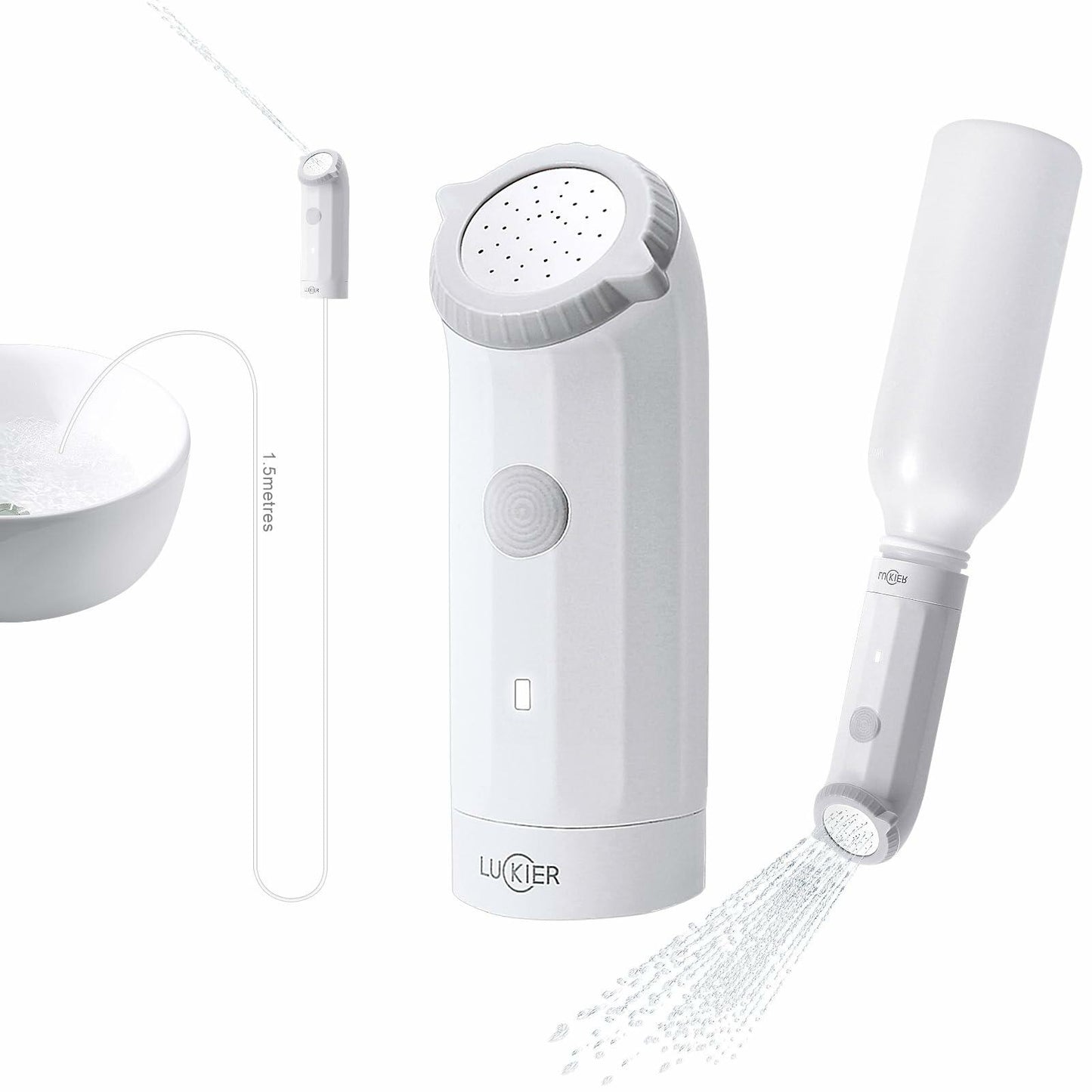 LUCKIER Portable Electric Bidet Handheld Spray 1.5m Hose Travel Use