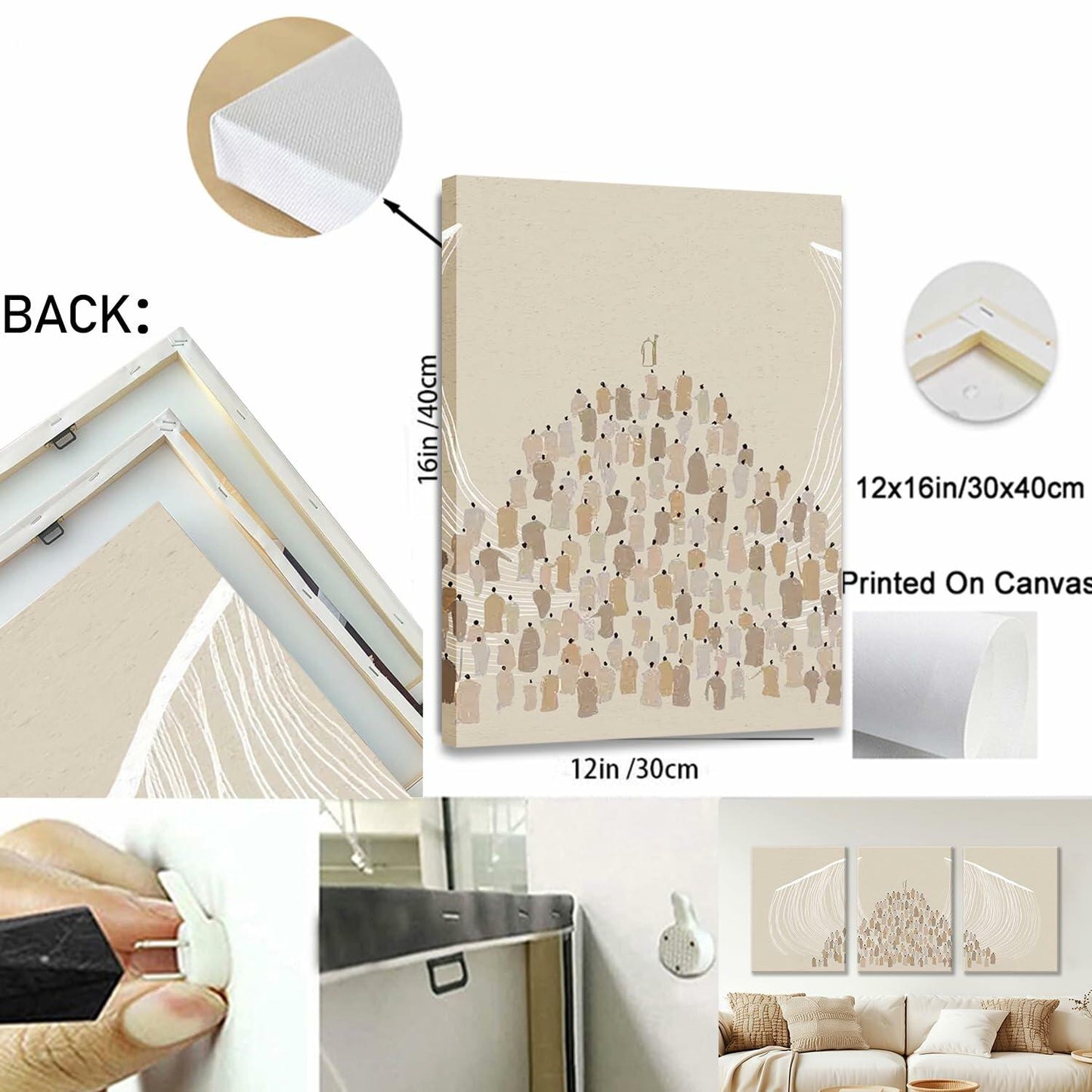 Jesus Christian Wall Art Set of 3 Canvas Prints Framed 12x16