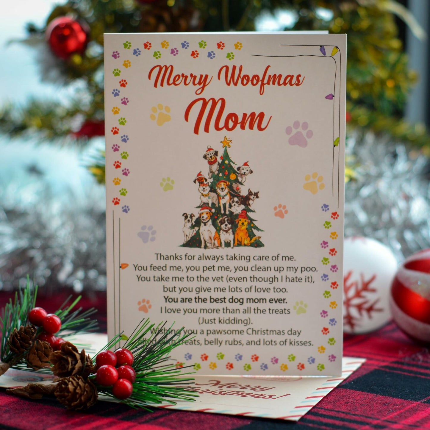 BlinkWishes Christmas Card for Dog Mom with Envelope & Seal | Xmas from Pets