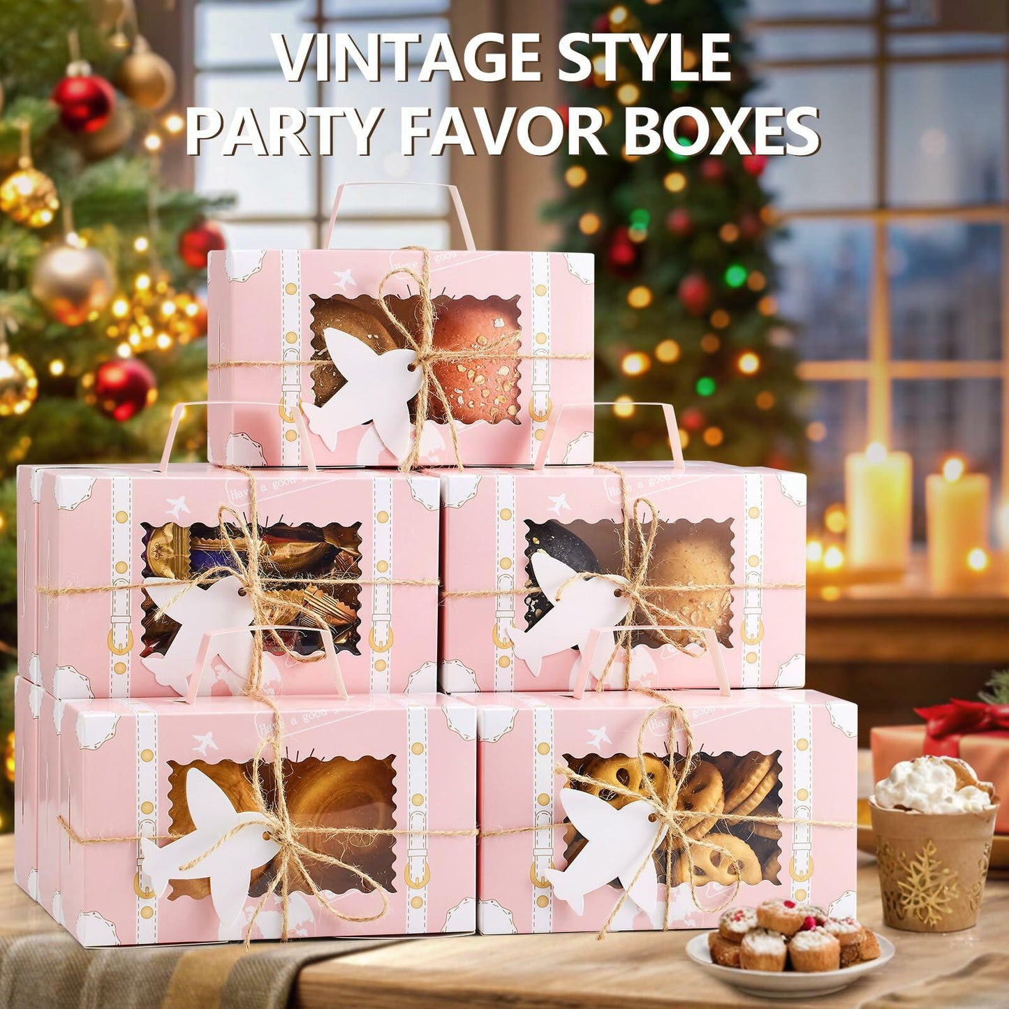 YODYZJ 20-Piece Mini Suitcase Party Favor Boxes Pink Small 6.55x3.85x2.45in