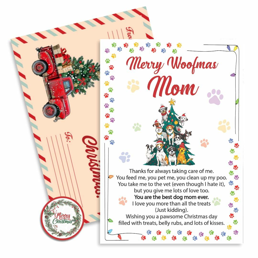 BlinkWishes Christmas Card for Dog Mom with Envelope & Seal | Xmas from Pets