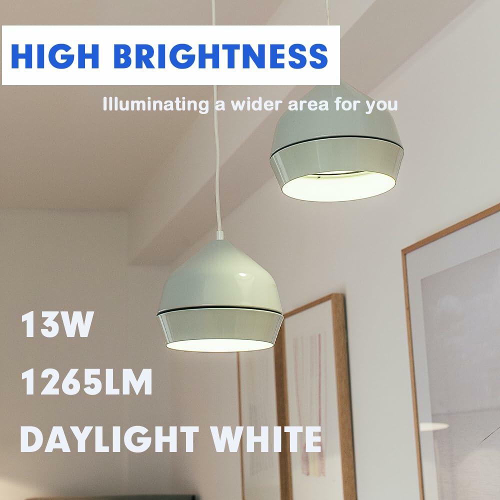 Geminilite 6-Pack 13W LED Light Bulbs 100W Equivalent Daylight 5000K E26