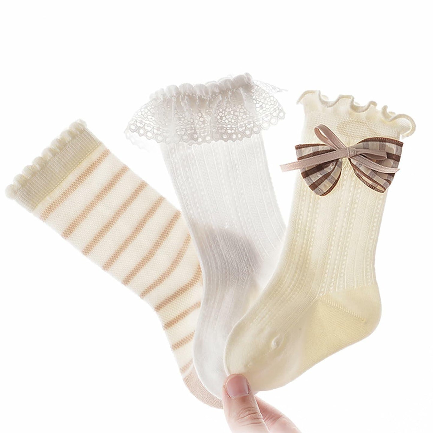 Apone Fatu Baby Knee High Socks Flower D for Infants Toddlers 6-12 Months