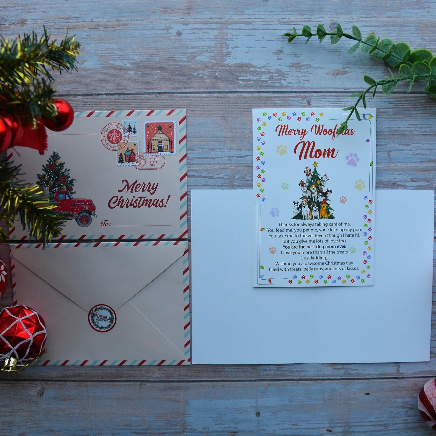 BlinkWishes Christmas Card for Dog Mom with Envelope & Seal | Xmas from Pets