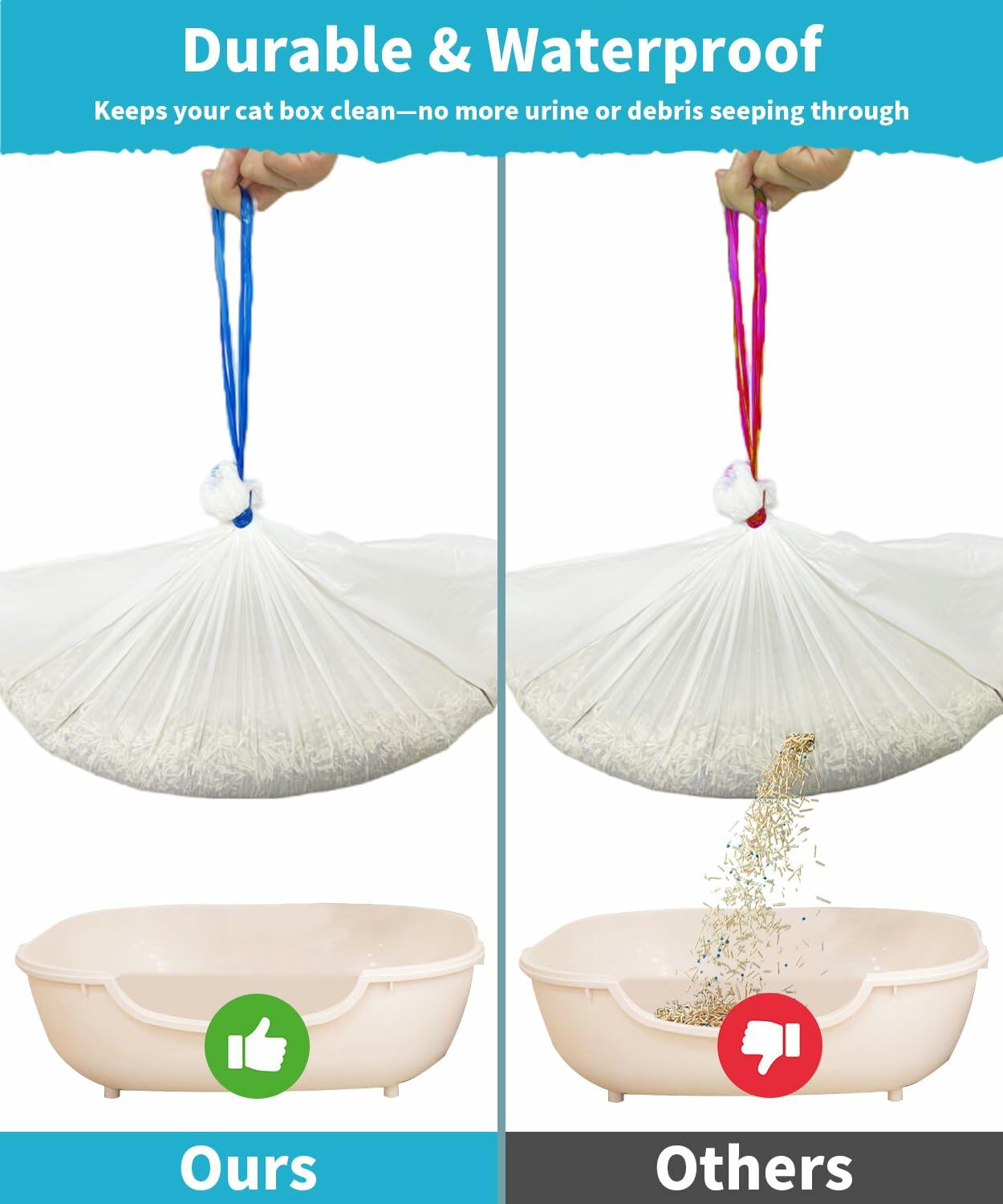 Self Cleaning Cat Litter Box Liners 80ct Drawstring 26x13 Large