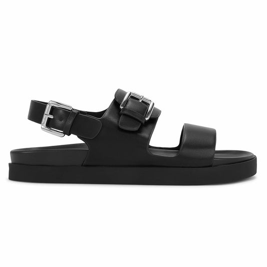 CosyFever Women’s Black Slip On Flat Sandals Adjustable Strap Size 9