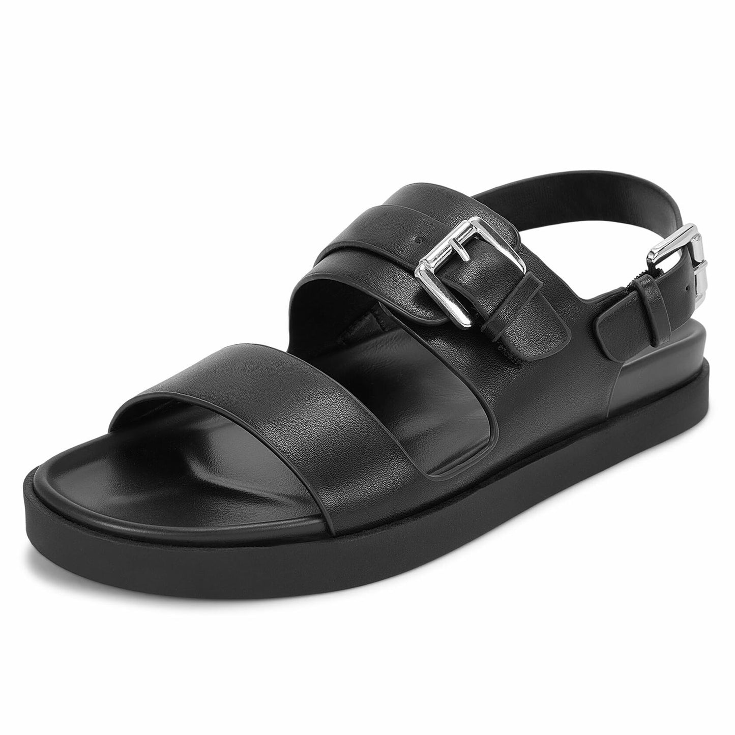 CosyFever Women’s Black Slip On Flat Sandals Adjustable Strap Size 9