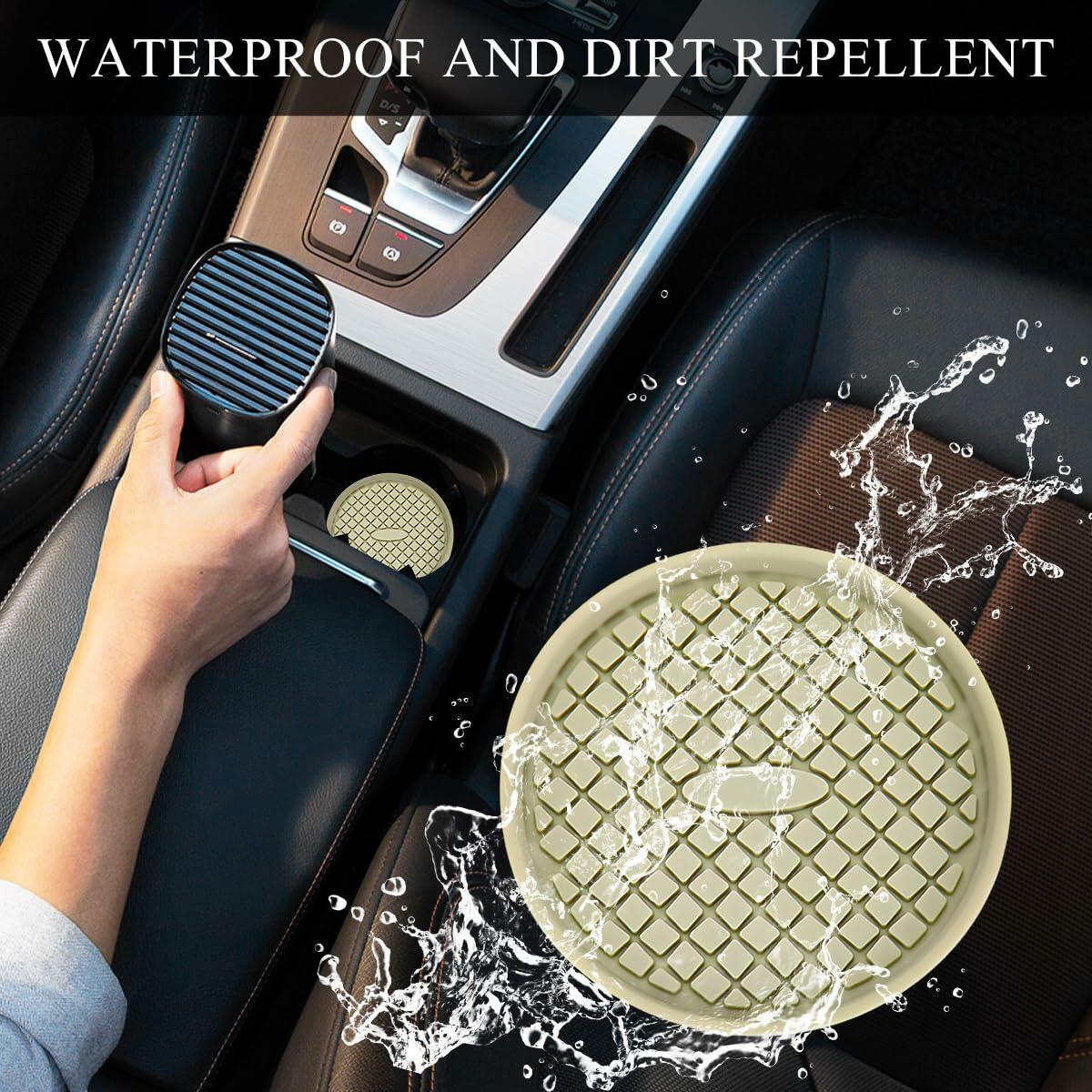 Yourkar 4 PCS Car Cup Holder Coasters 2.75in Silicone Non-Slip Yellow