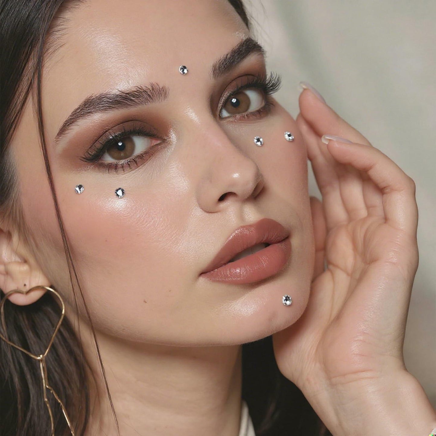 Heclia Face Gems 8 Sheets Silver Self Adhesive Fake Piercings Body Jewels