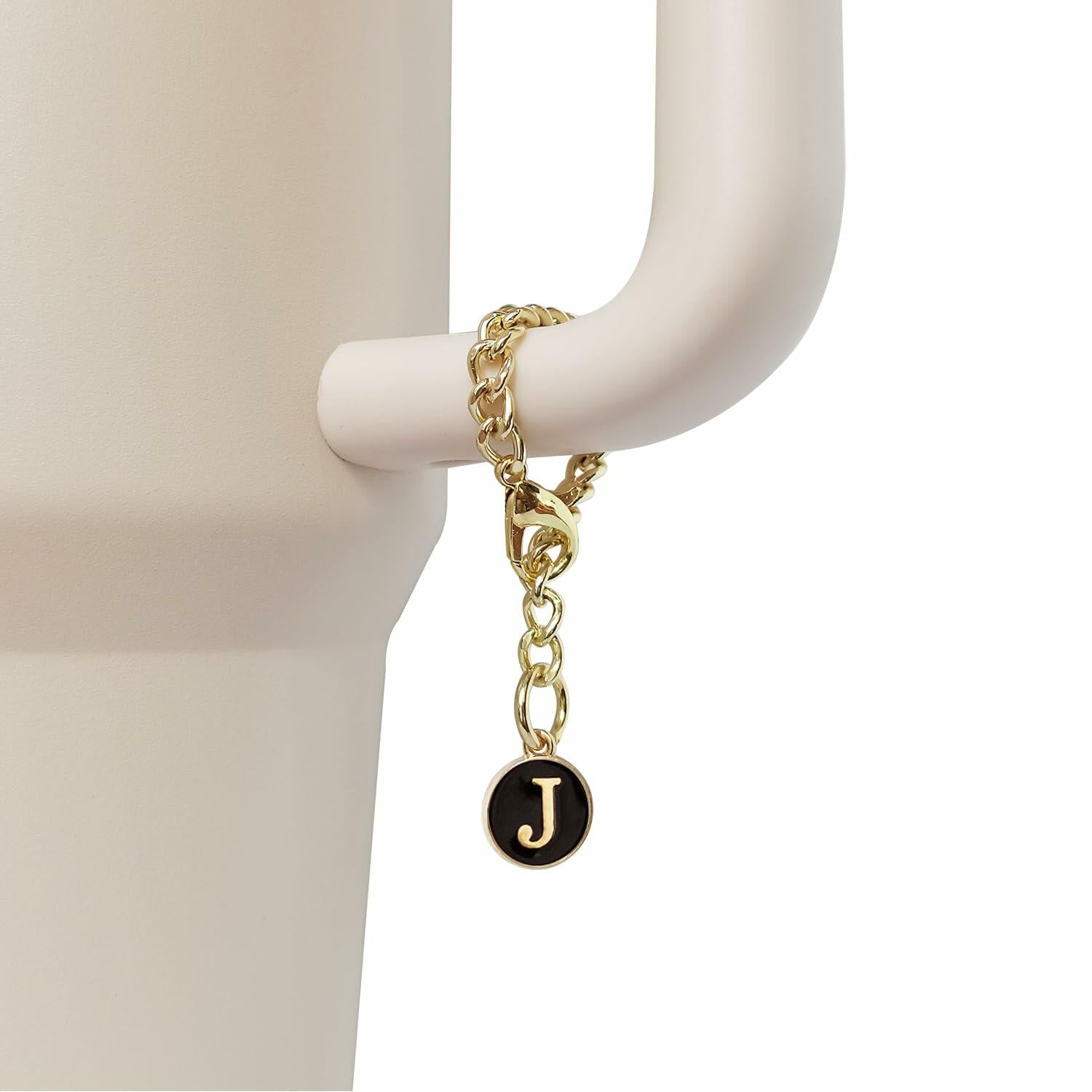 Wabogove Stanley 1pc Silicone Straw Topper & Initial Charm Letter J 30&40oz