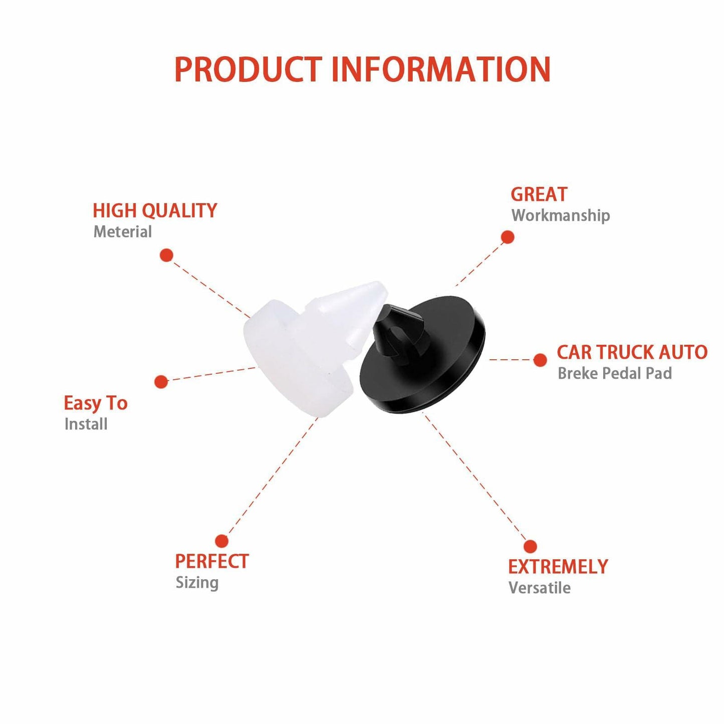 EVKILKJS Brake Pedal Stop Pad 8 PCS Compatible 90541-06036 Black White