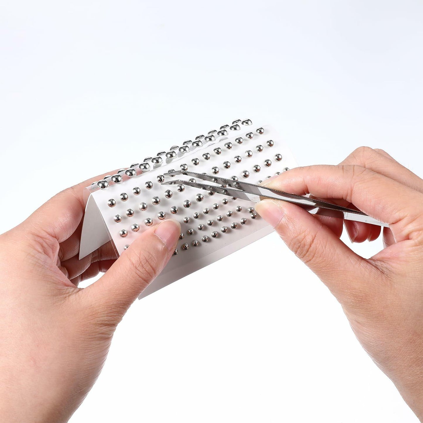 Heclia Face Gems 8 Sheets Silver Self Adhesive Fake Piercings Body Jewels